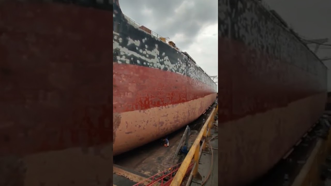 Hull Painting in Drydock | #shorts #merchantnavy #drydock #hull #painting #shiplife