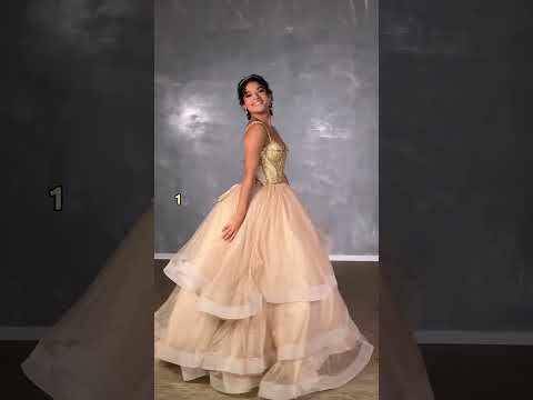 Qual vestido de 15 anos dourado você usaria na festa? 💛