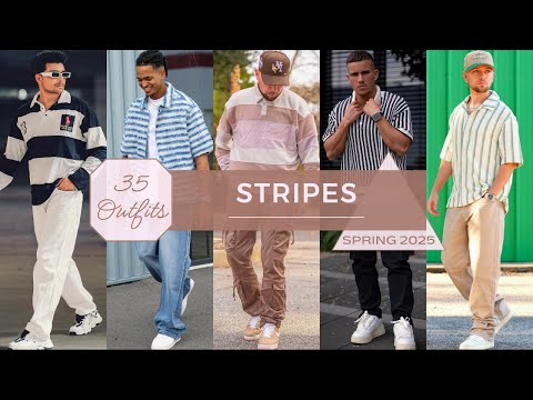 35 Cara Memakai Pakaian Bergaris di Musim Semi 2025 | Busana Pria