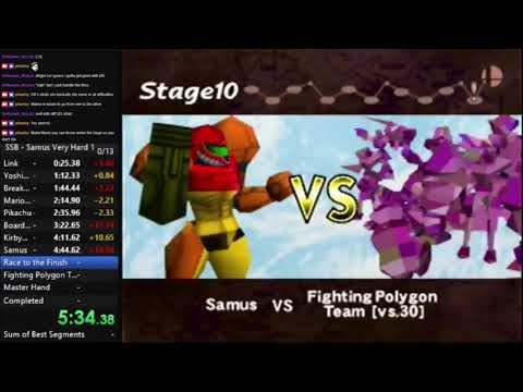 SSB64 Speedrun: Samus, Very Hard, 1 Stock (8:04.44)