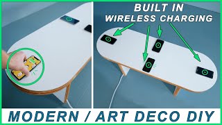 WIRELESS CHARGING COFFEE TABLE with 4 Pads | Modern Builds DIY | Free Woodworking Plans