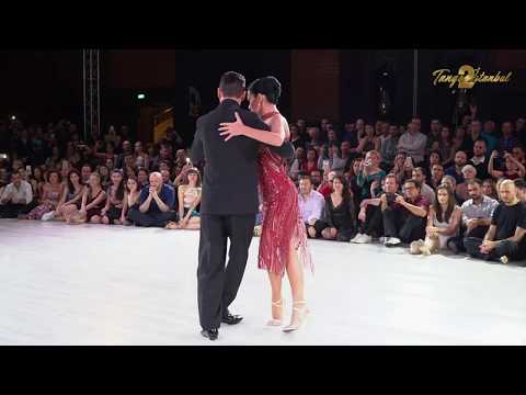  Dmitry Vasin  and  Sagdiana Hamzina  are  dancing  to  the  tango  "  Los Mareados  "  by  Solo Tango Orquesta  at  TanGO TO Istanbul  in  2019