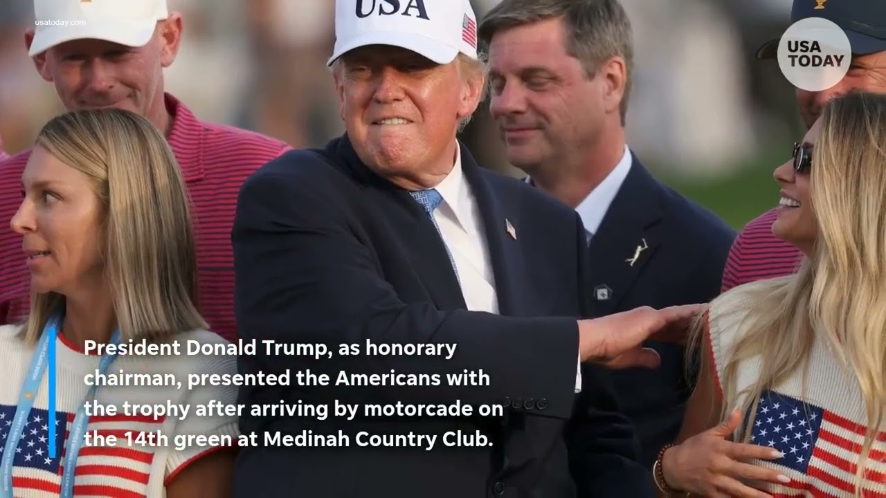 Trump gets credit for US Presidents Cup win at trophy ceremony
