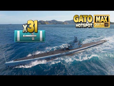 Submarine Gato: Fast 320k on map Hotspot - World of Warships