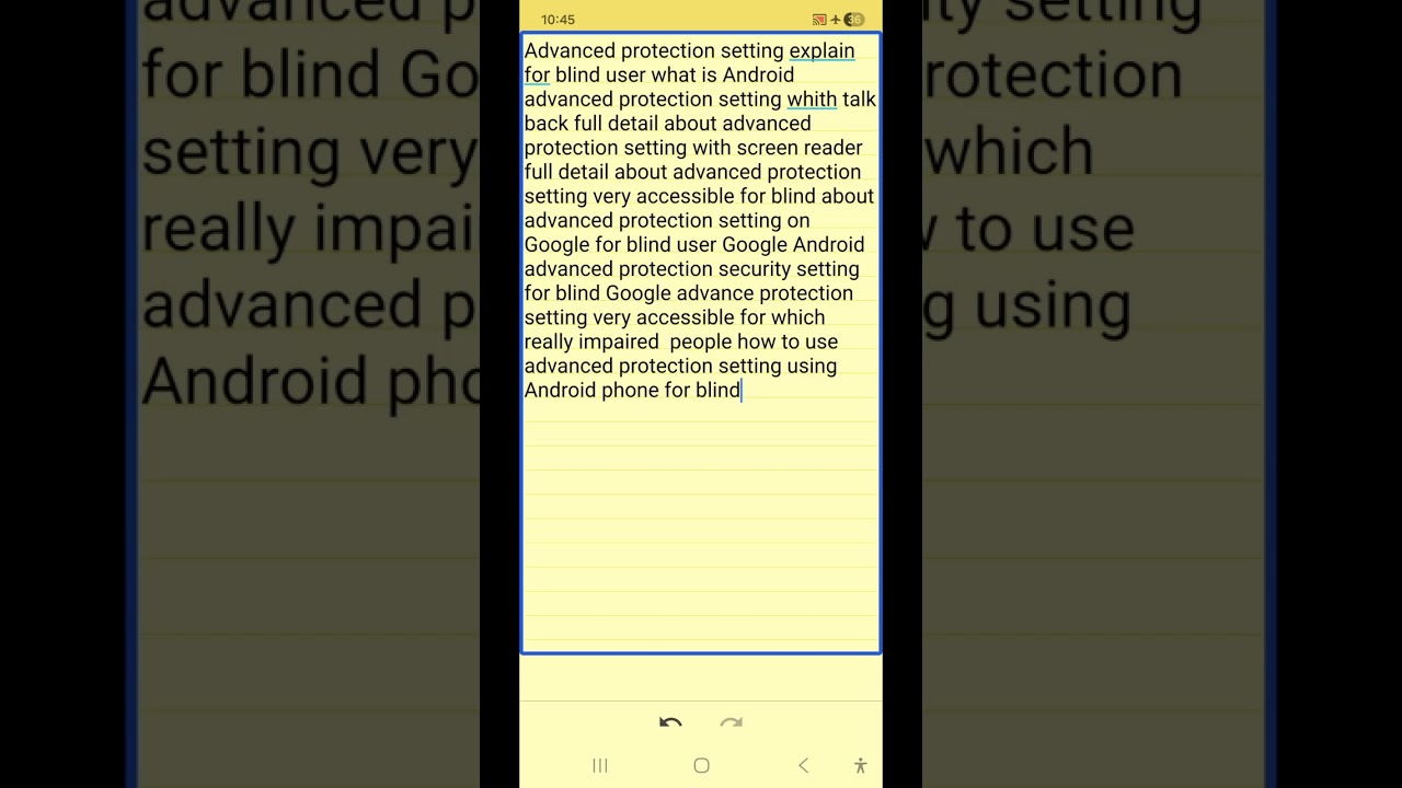Google advance protection feature usage for blind most important setting of Android enhance security