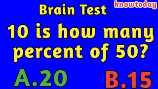 10 is how many percent of 50? Math question answer