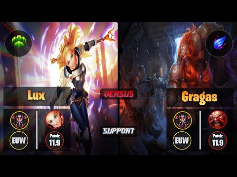 GrandMaster LUX [Guardian] (Support) VS  GRAGAS - Grandmaster EUW Patch 11.9