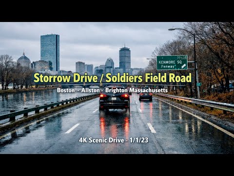 🛣️ Storrow Drive / Soldiers Field Road | Boston  - Allston - Brighton MA | 4K Scenic Drive - 1/1/23
