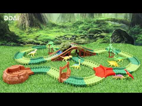 DIY Dinosaurs Track Toys with Racing Car Build & Test-Play