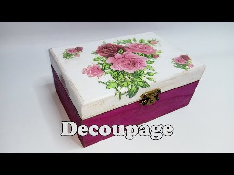 Hermosa cajita de madera decorada con decoupage ideal para principantes