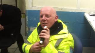 Security guard singing &#39;When Will I Be Famous - Bros&#39;