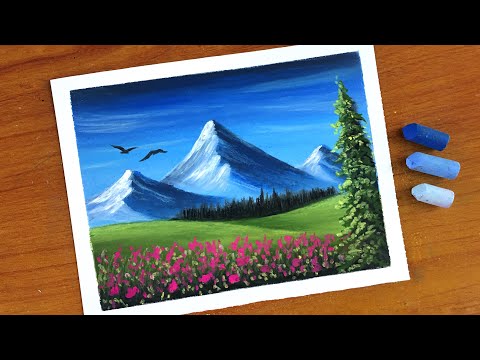 Easy Oil Pastel Mountain Landscape Painting for beginners | Oil Pastel Drawing