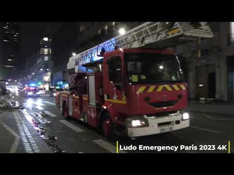 Pompiers de Paris urgence feu Manifestation Sauvage 20 03 2023 Paris Fire dept responding 4k