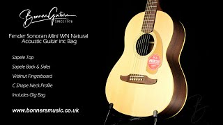 Video thumbnail for Fender Sonoran Mini WN Natural Acoustic Guitar inc Bag | Bonners Guitar Store by Bonners Guitar Store