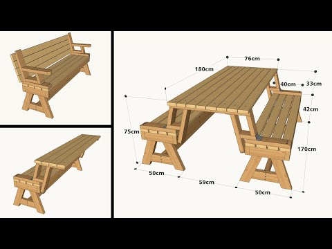 HOW TO MAKE A FOLDING PICNIC TABLE BENCH STEP BY STEP