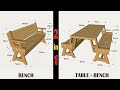 HOW TO MAKE A FOLDING PICNIC TABLE BENCH STEP BY STEP