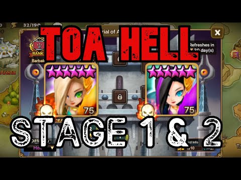 SUMMONERS WAR / TOA HELL STAGES 1 AND 2 SEARA AND GIANA DECEMBER 2020.