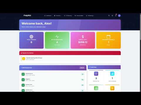 Ultra-Fast, Easy-to-Use Interface | AI Domain Monitoring by Aepto