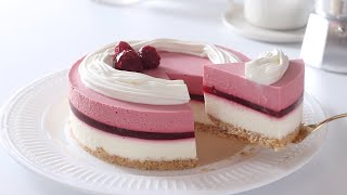 ラズベリーのレアチーズケーキの作り方 No Bake Raspberry Cheesecake｜HidaMari Cooking