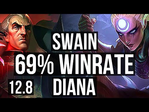 SWAIN vs DIANA (MID) | 69% winrate, 16/3/10, Rank 8 Swain, Legendary | BR Master | 12.8