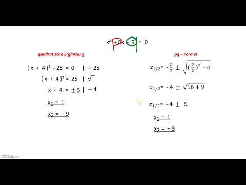 Quadratische Gleichungen lösen - pq-Formel