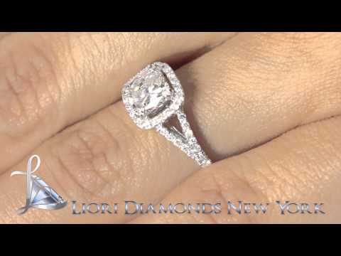 ER-0976 - 1.57 Carat G-SI1 Cushion Cut Natural Diamond Engagement Ring 14k Gold Pave Halo