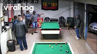 Man Manages To Hacky Sack Pool Ball Back To Table || ViralHog