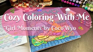 Cozy Rainy Day Coloring ☔ Relaxing Alcohol Marker Coloring Page☔️(ASMR)Girl Moments by CocoWyo#asmr 