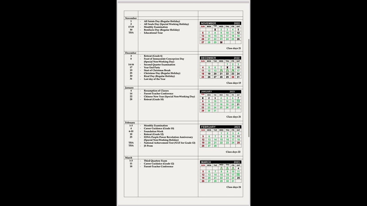 SY 2022-2023: JCI Official School Calendar.