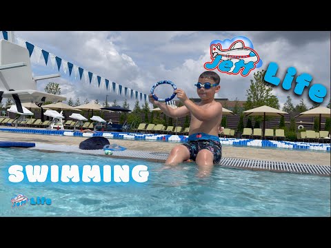 JettLife swimming with cousin Carter and then my swim lesson