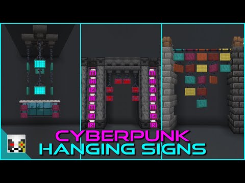 10+ Cyberpunk Hanging Sign Ideas - Minecraft 1.20+