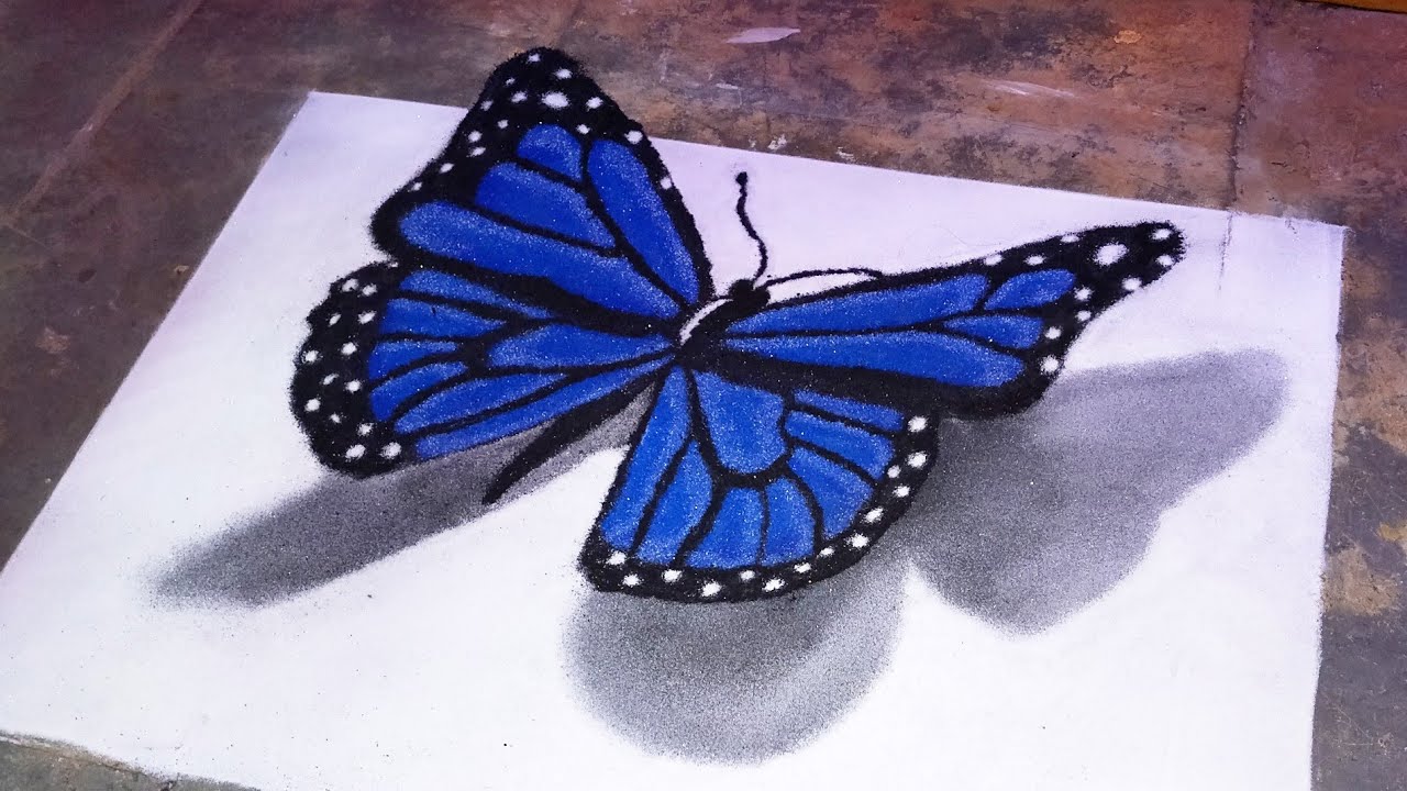 portrait rangoli 3d butterfly by jyoshita ghate
