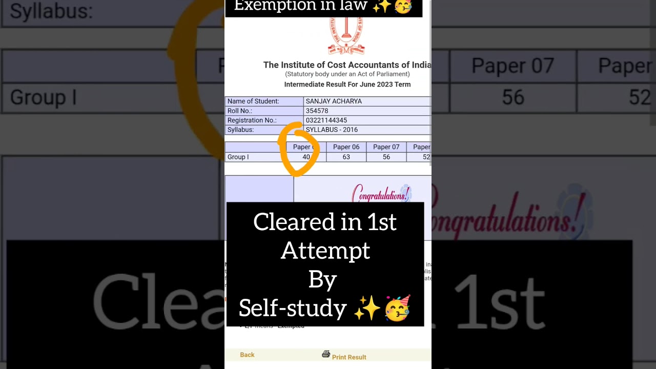Result Cma intermediate group 1l pass or fail ?? #results #cmaresults #resultreaction #motivation