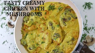 The Best Creamy Chicken with Mushrooms #easyrecipe #healthyrecipestasty #creamychicken