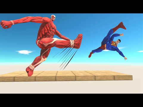 Colossal Titan Kicks Monsters and Super Hero - Animal Revolt Battle Simulator