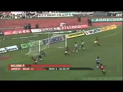 Serie A 1996-1997, day 29 Udinese - Milan 1-1 (Bierhoff, Maldini)