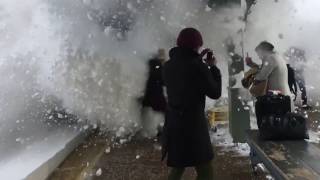 Amtrak Slow mo snow storm lady gets served!