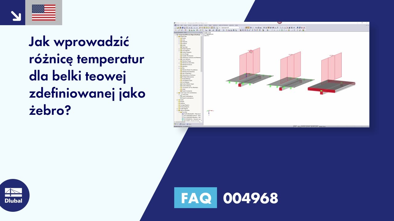 [EN] FAQ 004968 | Jak wprowadzić różnicę temperatur dla belki teowej zdefiniowanej jako żebro ...