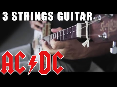 CIGAR BOX GUITAR MUSIC  - Guitare 3 CORDES - " Thunderstruck" AC-DC