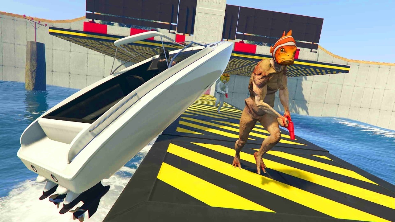 CORRE O TE ATROPELLO EN BARCOS! QUE BARBARIDAD!! - GTA 5 ONLINE