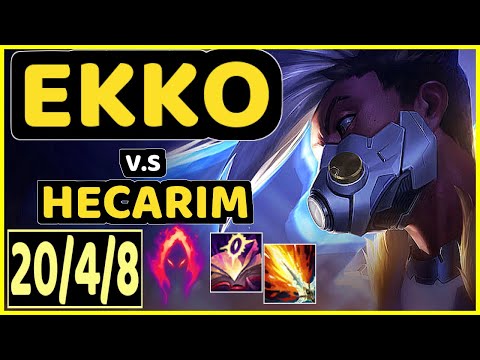 HARU (EKKO) vs HECARIM - 20/4/8 KDA JUNGLE GAMEPLAY - KR Ranked GRANDMASTER