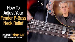Video thumbnail for How To Measure Neck Relief & Adjust the Truss Rod on a FENDER P-Bass by MusicNomad Equipment Care
