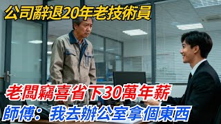 公司辭退20年老技術員，老闆竊喜省下30萬年薪，師傅只說：我去辦公室拿個東西#奇聞#案件#真相#職場#職場文化#故事#完結爽文#情感故事
