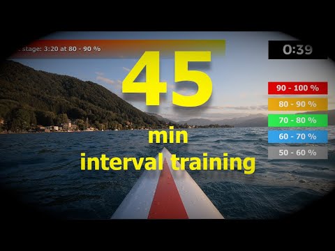 (19.02) 45/25 minute indoor rowing workout - interval training HIIT - hard (1.1)