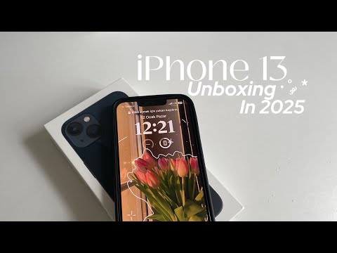 iPhone 13 Unboxing in 2025 , midnight color 128 gb ⋆·˚ ༘ * + Set up 🎀🎧.