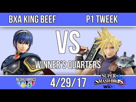 NEOHlympics 2! BxA King Beef (Marth/Diddy) vs P1 Tweek (Cloud) Winners Quarters