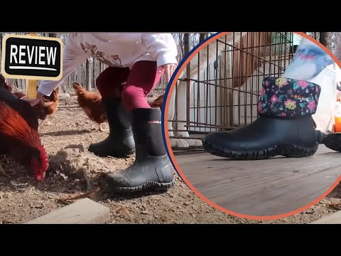 American Woman Farmer and Kid Farm Work Boots