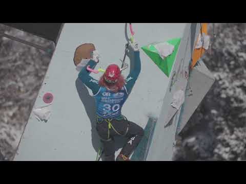 Keenan Griscom at Qualifying Day 1 for UIAA Ice Climbing North American Championships 2022 in Ouray
