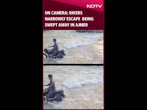 Rajasthan News | On Camera: Bikers Narrowly Escape Being Swept Away By Ajmer's Khari River
