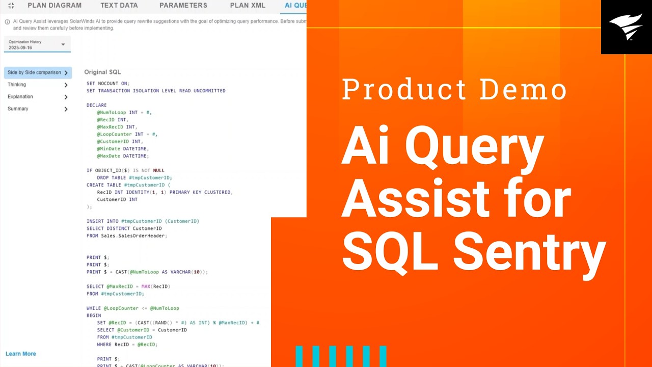 AI Query Assist for SolarWinds SQL Sentry